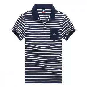 shark hommes t-shirt polo shirt summer lapel stripe paul shark blue 86206